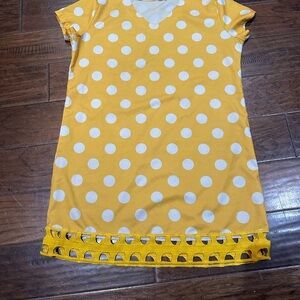 MISSLOOK Yellow and White Polka‎ Dot Dress